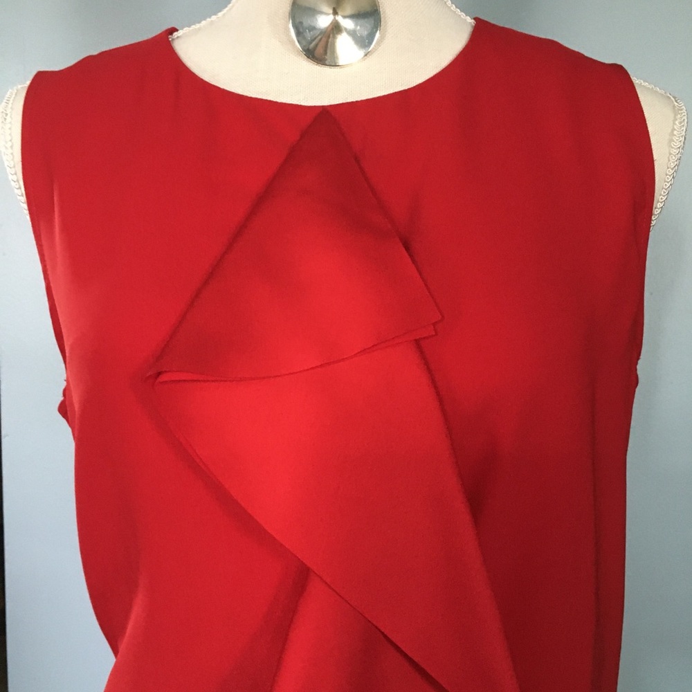 Liz Claiborne sleeveless red blouse w/ ruffle. M